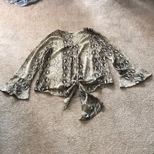 Entro Snakeskin print blouse with tie in front